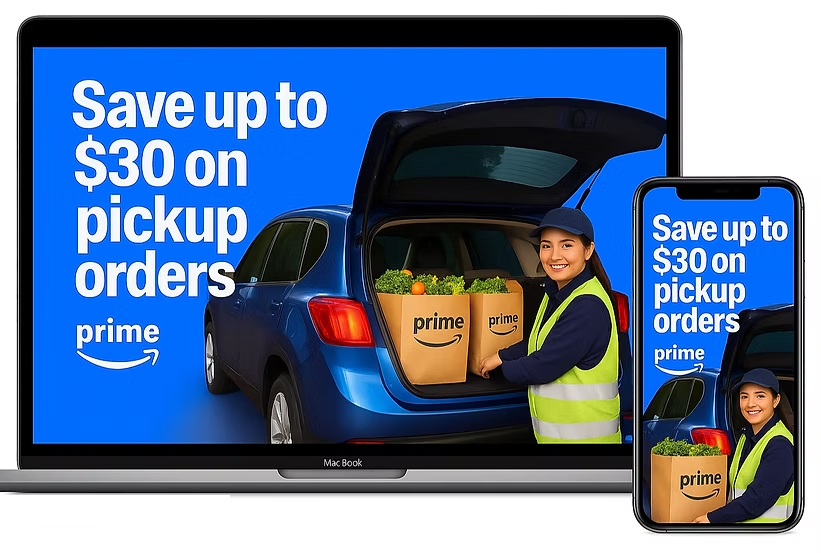 Amazon Fresh pickup campaign visual